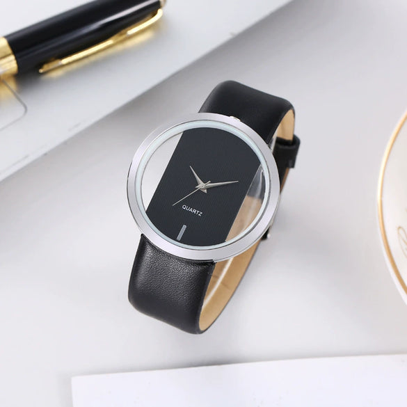 Simple Fashion Casual Universal Quartz Watch With Alloy Case Imitation Leather Strap And Rose Gold Pin Buckle Round Dial