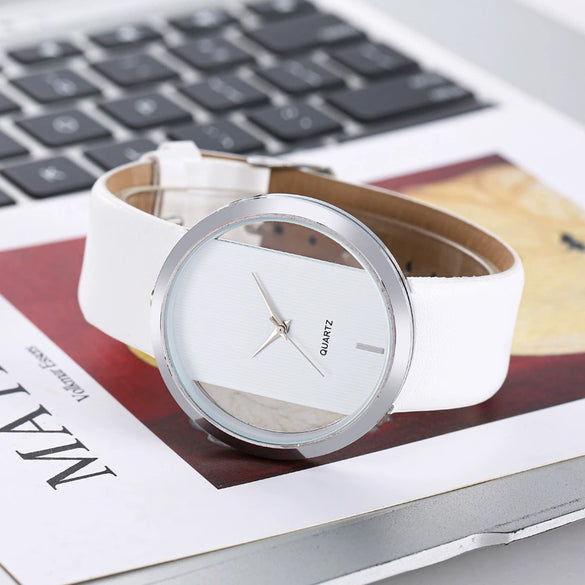 Simple Fashion Casual Universal Quartz Watch With Alloy Case Imitation Leather Strap And Rose Gold Pin Buckle Round Dial