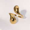 Simple Fashion Cold Wind Food Finger Ring Drop Shape Gold Plated Stainless Steel Ring For Women