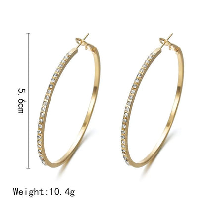 Simple Fashion Rhinestone-encrusted Alloy Big Hoop Earrings Nhpf145217