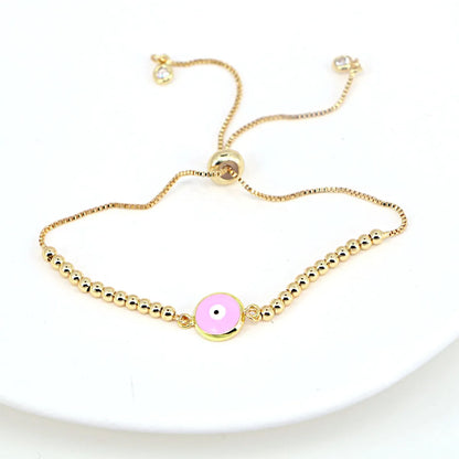 Simple Fashion Drop Oil Eye Accessories Metal Bead Copper Bracelet