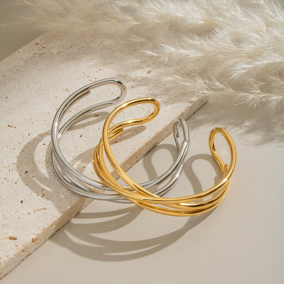 Simple Fashion Geometric Stainless Steel Bracelet Jewelry For Women With Electroplating