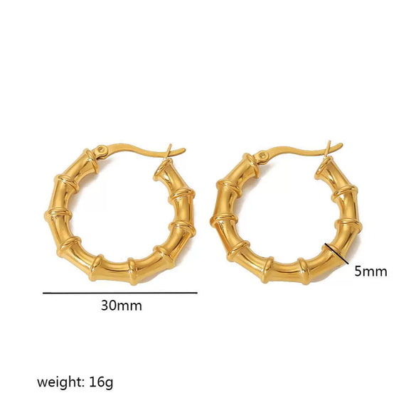 Simple Fashion Geometric Stainless Steel Hoop Earrings With Electroplating For Women