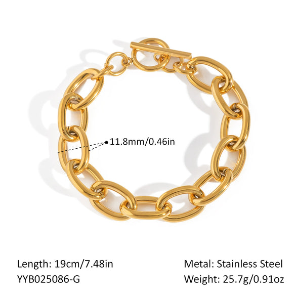 Simple Fashion Joker Chain Bracelet For Women Titanium Steel Accessories With Geometric Pattern And Pvd Vacuum Real Gold Electroplating