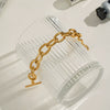 Simple Fashion Joker Chain Bracelet For Women Titanium Steel Accessories With Geometric Pattern And Pvd Vacuum Real Gold Electroplating