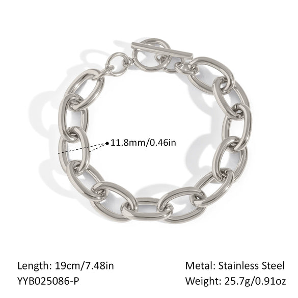 Simple Fashion Joker Chain Bracelet For Women Titanium Steel Accessories With Geometric Pattern And Pvd Vacuum Real Gold Electroplating