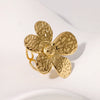 Simple Fashion Joker Flower Open Stainless Steel Ring With Electroplating Treatment