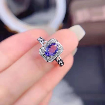 Simple Fashion Lavender Purple Diamond Ring Full Diamonds Twist Opening Copper Ring