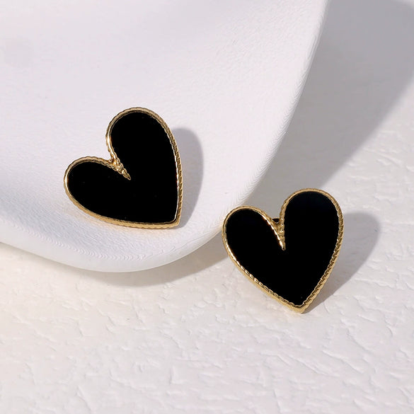 Simple Fashion Love Heartshaped Stainless Steel Earrings With Electroplating For Women