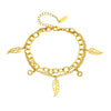 Simple Fashion Niche Double Layer Stacked Chain Leaf Diamond Pendant Titanium Steel Bracelet With Electroplating