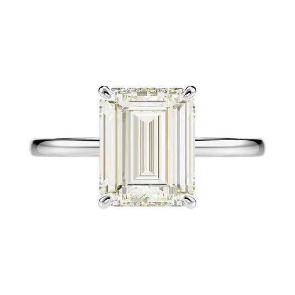 Simple Fashion Rectangular Chamfering Car Flat Simulation Diamond Ring Made Of High Carbon Diamond And Silver For Jewelry Lovers