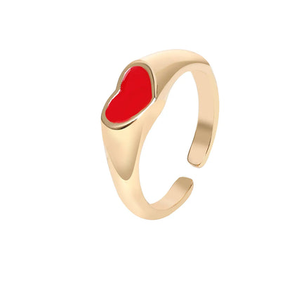 Simple Fashion Red Black Heart Alloy Ring Wholesale