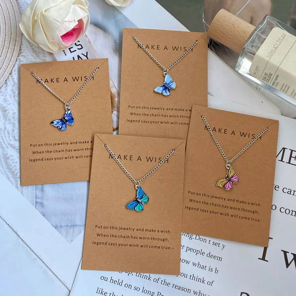 Simple Fashion Retro Multicolor Butterfly Necklace