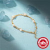 Simple Fashion S925 Sterling Silver Beaded Stacked Double Layer Gold Beaded Pearl Adjustable Women's Geometric Designed Bracelet