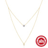 Simple Fashion S925 Sterling Silver Stacked Double Layer Devil's Eye Ochain Clavicle Necklace With Inlaid Zircon And Geometric Design