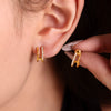 Simple Fashion Small Cshaped Ear Jewelry For Women 316L Stainless Steel And Rhinestone With Electroplating