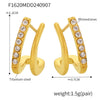 Simple Fashion Small Cshaped Ear Jewelry For Women Titanium Steel Rhinestone Geometric Design Electroplating Treatment