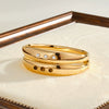 Simple Fashion Stainless Steel Bracelet With Tiger Eye Stone Imitation Pearls And 18K Gold Vacuum Plating For Women