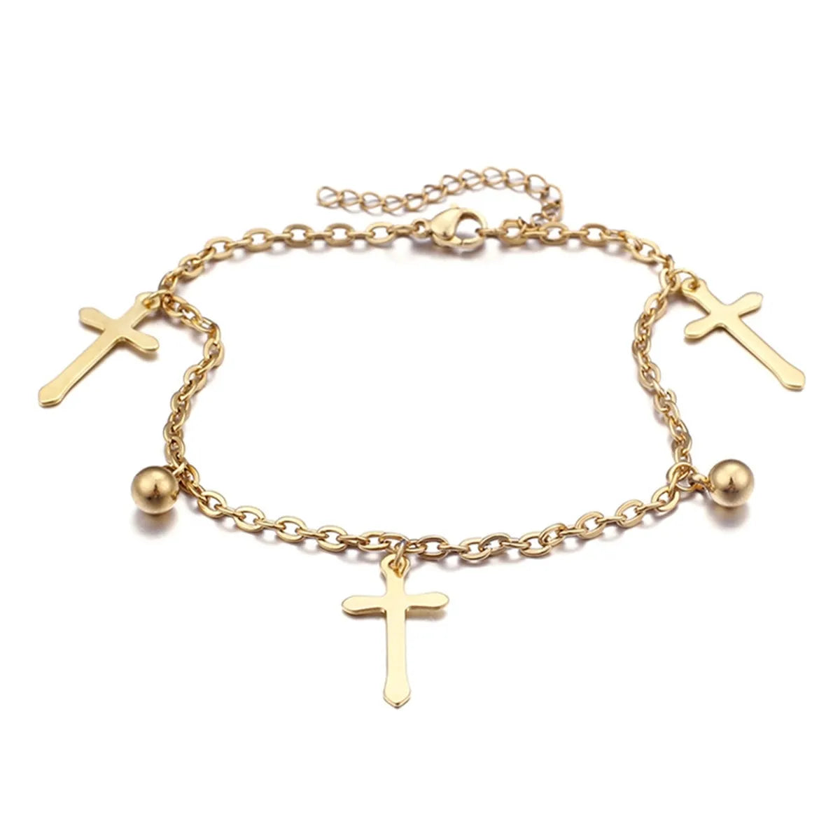 Simple Fashion Stainless Steel Cross Anklet Fashion New Steel Ball Foot Ornaments