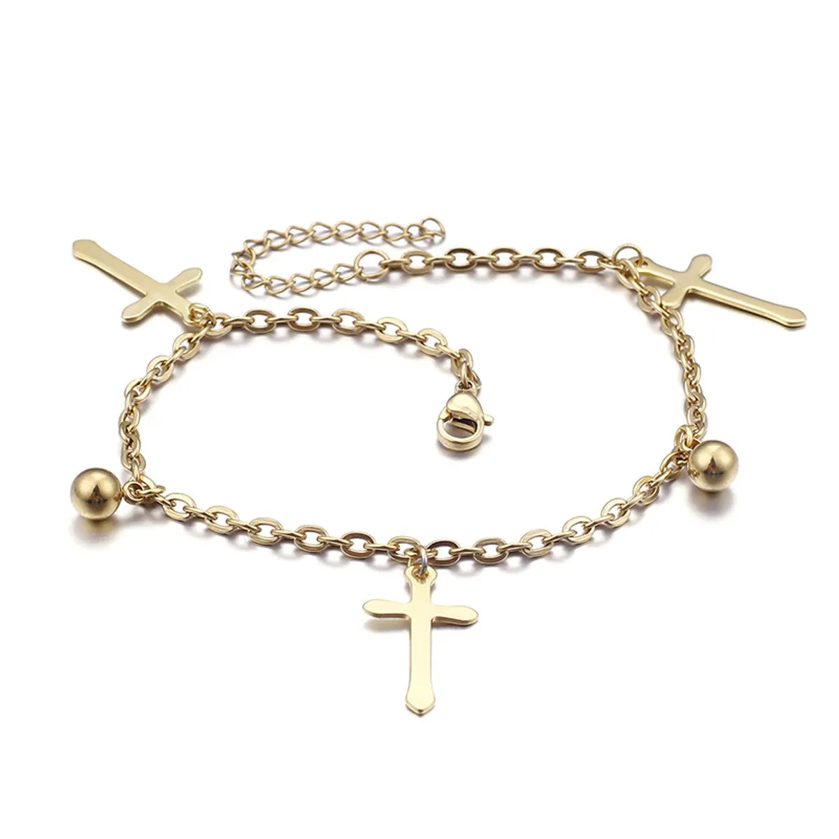 Simple Fashion Stainless Steel Cross Anklet Fashion New Steel Ball Foot Ornaments