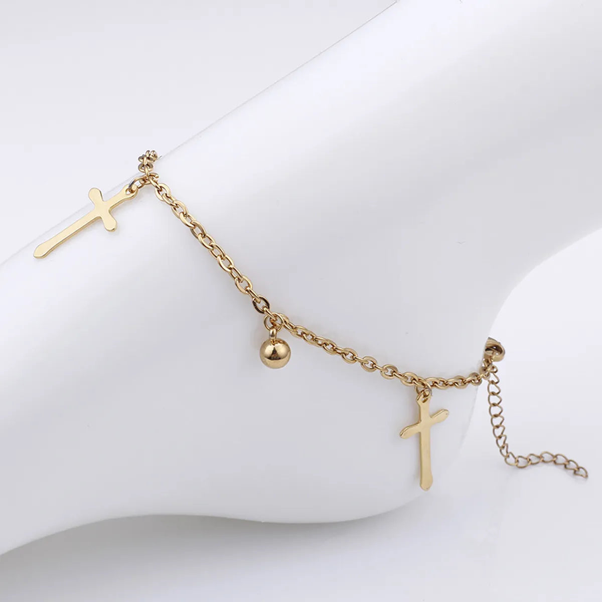 Simple Fashion Stainless Steel Cross Anklet Fashion New Steel Ball Foot Ornaments