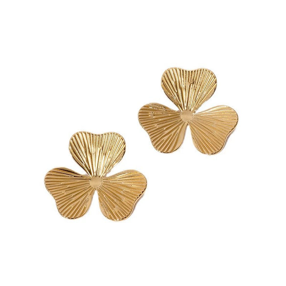 Simple Fashion Stainless Steel Flower Earrings For Women With Electroplating Design