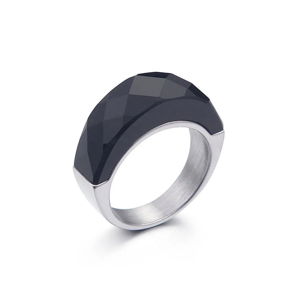 Simple Fashion Stainless Steel Half-pack Color Transparent Glass Ring Wholesale Gooddiy