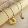 Simple Fashion Sunflower U Shape Stainless Steel Necklace Earrings With Retro Design And 18K Gold Plated Electroplating
