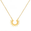 Simple Fashion Sunflower U Shape Stainless Steel Necklace Earrings With Retro Design And 18K Gold Plated Electroplating