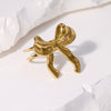 Simple Fashion Sweet Bow Stainless Steel Ring For Women With Electroplating Treatment Open Finger Design