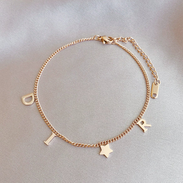 Simple Fashion Unisex Letter Geometric Titanium Steel Bracelet With Electroplating