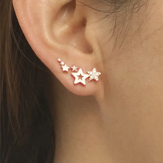 Simple Fashion Zircon Star Ear Clip Geometric Diamond Metal Earrings Wholesale