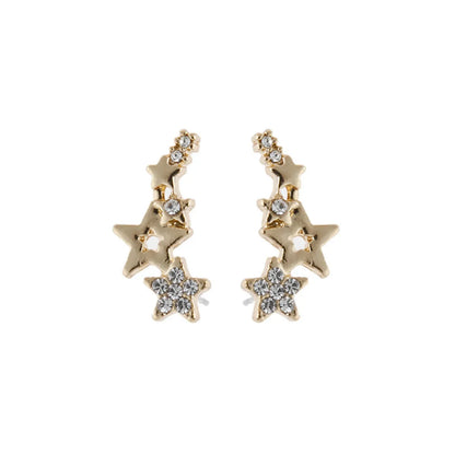 Simple Fashion Zircon Star Ear Clip Geometric Diamond Metal Earrings Wholesale