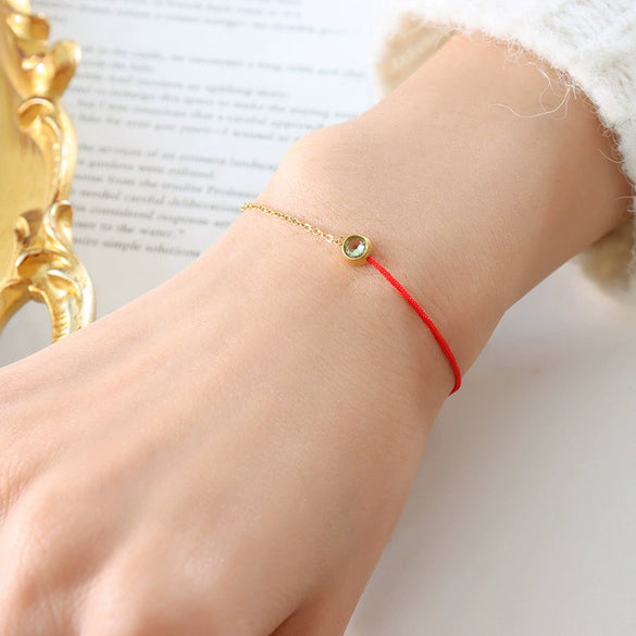 Simple Fashionable Red Woven Hand Rope Bracelet For Men And Women Light Luxury Niche Exquisite Titanium Steel Gold Plated Chain Geometric Style Electroplated