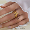 Simple Fashionable Stainless Steel And Titanium Steel Leaf And Flower Ring With Real Gold Plating For Women Geometric And U Shaped Design Unisex Style
