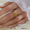 Simple Fashionable Stainless Steel And Titanium Steel Leaf And Flower Ring With Real Gold Plating For Women Geometric And U Shaped Design Unisex Style