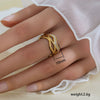 Simple Fashionable Stainless Steel And Titanium Steel Leaf And Flower Ring With Real Gold Plating For Women Geometric And U Shaped Design Unisex Style
