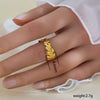 Simple Fashionable Stainless Steel And Titanium Steel Leaf And Flower Ring With Real Gold Plating For Women Geometric And U Shaped Design Unisex Style