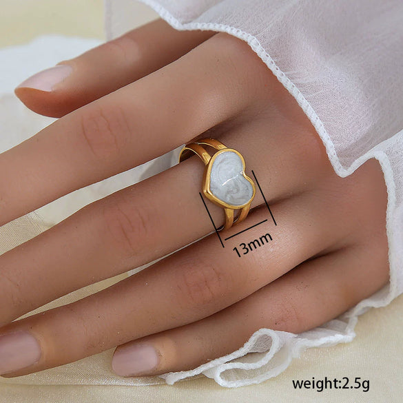 Simple Fashionable Stainless Steel And Titanium Steel Leaf And Flower Ring With Real Gold Plating For Women Geometric And U Shaped Design Unisex Style