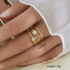 Simple Fashionable Stainless Steel And Titanium Steel Leaf And Flower Ring With Real Gold Plating For Women Geometric And U Shaped Design Unisex Style