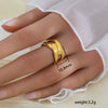 Simple Fashionable Stainless Steel And Titanium Steel Leaf And Flower Ring With Real Gold Plating For Women Geometric And U Shaped Design Unisex Style