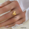 Simple Fashionable Stainless Steel And Titanium Steel Leaf And Flower Ring With Real Gold Plating For Women Geometric And U Shaped Design Unisex Style