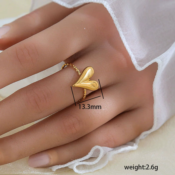 Simple Fashionable Stainless Steel And Titanium Steel Leaf And Flower Ring With Real Gold Plating For Women Geometric And U Shaped Design Unisex Style