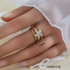 Simple Fashionable Stainless Steel And Titanium Steel Leaf And Flower Ring With Real Gold Plating For Women Geometric And U Shaped Design Unisex Style