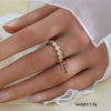 Simple Fashionable Stainless Steel And Titanium Steel Leaf And Flower Ring With Real Gold Plating For Women Geometric And U Shaped Design Unisex Style