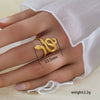 Simple Fashionable Stainless Steel And Titanium Steel Leaf And Flower Ring With Real Gold Plating For Women Geometric And U Shaped Design Unisex Style