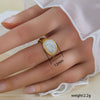 Simple Fashionable Stainless Steel And Titanium Steel Leaf And Flower Ring With Real Gold Plating For Women Geometric And U Shaped Design Unisex Style