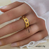 Simple Fashionable Stainless Steel And Titanium Steel Leaf And Flower Ring With Real Gold Plating For Women Geometric And U Shaped Design Unisex Style