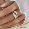 Simple Fashionable Stainless Steel And Titanium Steel Leaf And Flower Ring With Real Gold Plating For Women Geometric And U Shaped Design Unisex Style