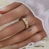 Simple Fashionable Stainless Steel And Titanium Steel Leaf And Flower Ring With Real Gold Plating For Women Geometric And U Shaped Design Unisex Style